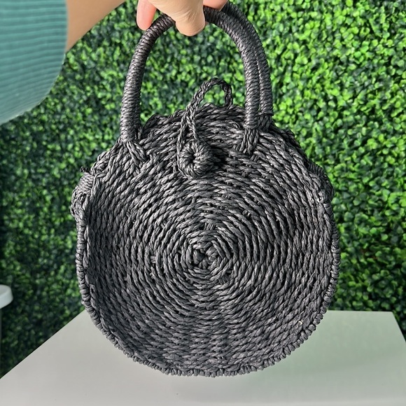 Black Straw Shoulder Bag Womens O/S - Picture 2 of 11